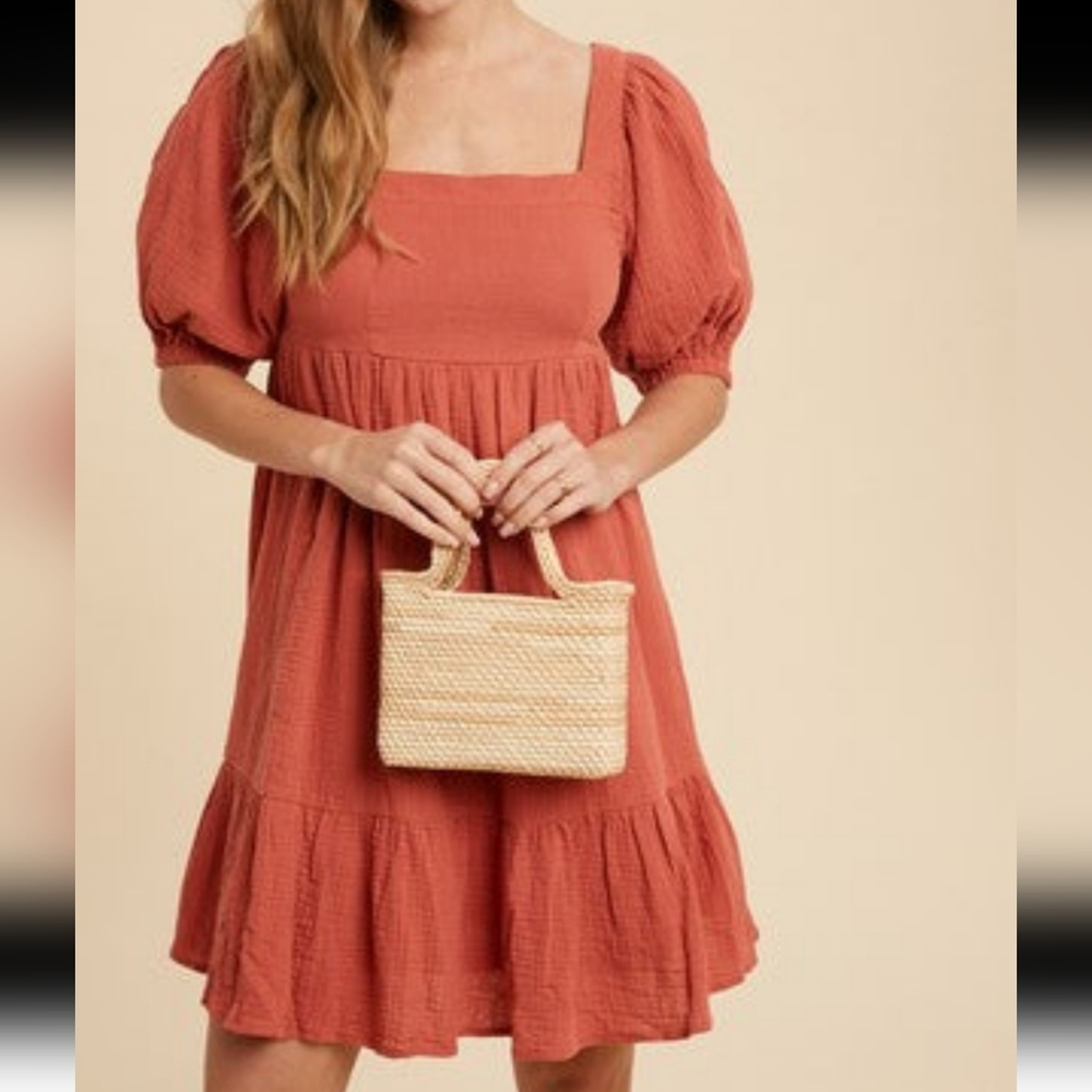 Square Neck Cotton Babydoll Dress